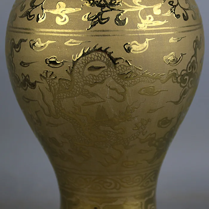 Ming Xuande years mark gilt dragon lines ваза раскопанная старинный фарфор печной имитация ручной