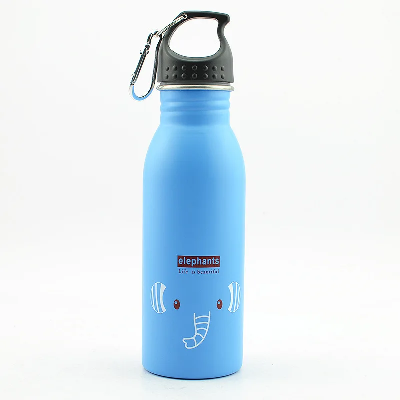 style2-blue 500 мл мультяшная Спортивная уличная соломенная бутылка для воды из нержавеющей стали с милым животным узором портативный чайник с пряжкой для альпинизма - Цвет: style2-blue