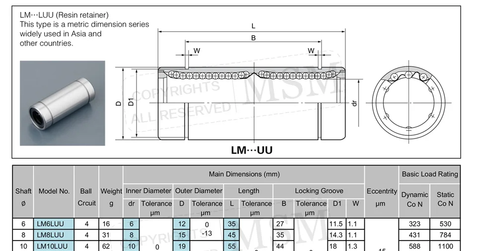 MSM длинные Тип линейные подшипники 4 шт./лот LM5LUU LM6LUU LM8LUU LM10LUU LM12LUU LM16LUU LM20LUU LM25LUU LM30LUU тандем шарикоподшипник Буша мм
