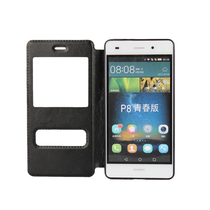 Модный кожаный чехол для Huawei P8 lite 2015 с окошком просмотра Fundas Etui Capinha Carcasa Капа