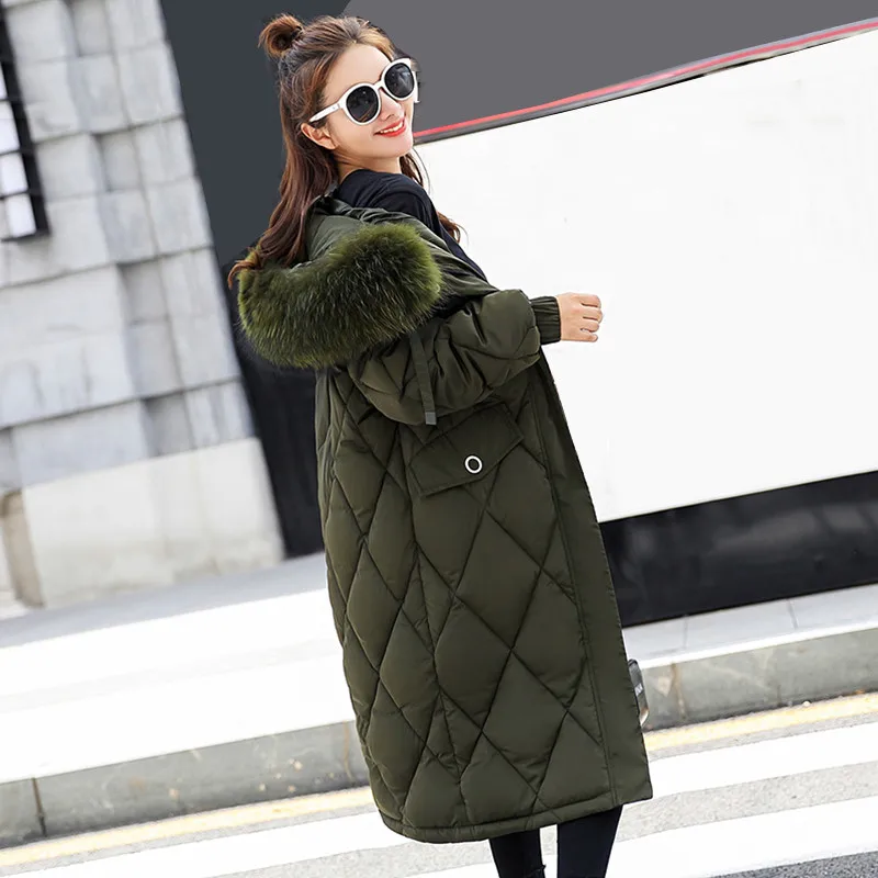 Large Size Cotton Overcoat Winter Women Jacket Thick Warm With Fur Collar Hooded Parkas Slim Female Outerwear Coat LDT733 | Женская