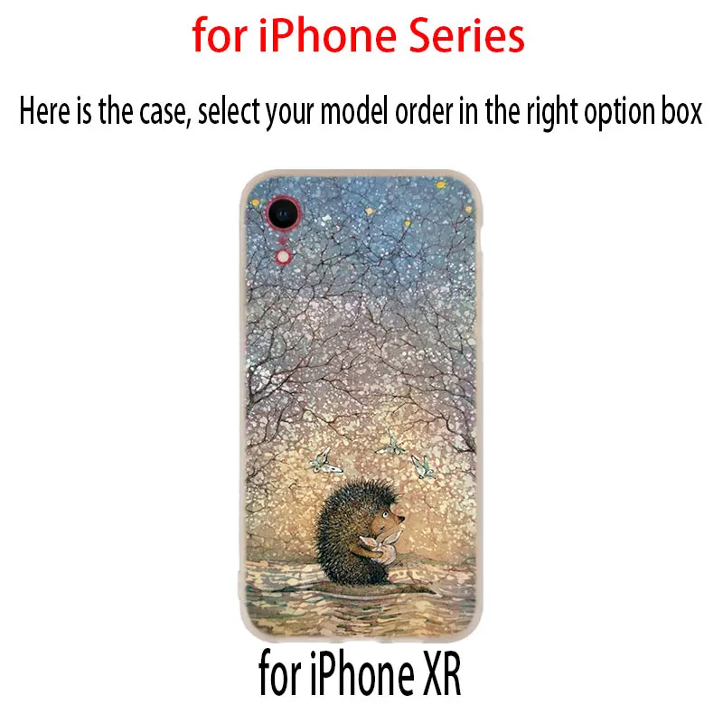 Силиконовый мягкий чехол для iPhone 13 11 12 Pro X XS Max XR 8 7 6 Plus SE оболочка Ежик милая чашка
