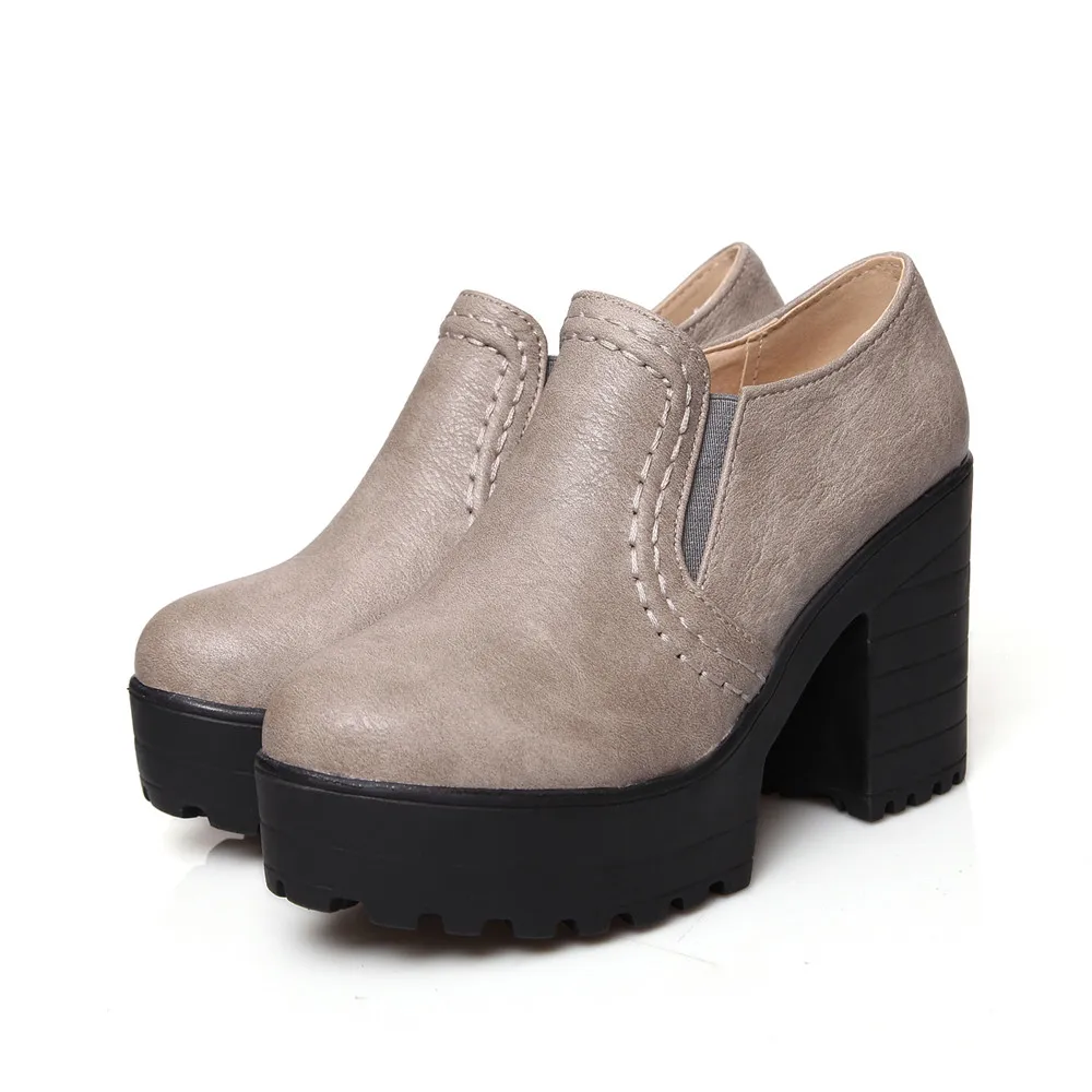 Женские туфли на платформе с круглым носком квадратном каблуке|women high heel shoes|high