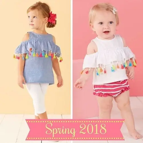 2018 модная одежда для маленьких девочек хлопковая белая и синяя футболка с