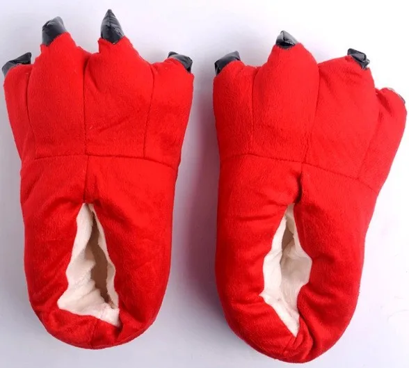 Halloween Winter Warm Soft indoor floor Slippers Women Men Children Shoes Paw Funny Animal Claw Plush Cosplay Costume Props |