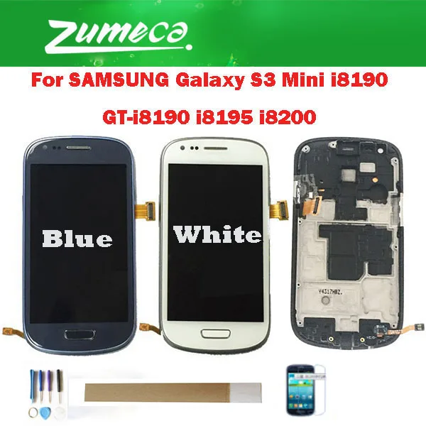 ЖК дисплей и дигитайзер сенсорного экрана с рамкой для Samsung Galaxy S3 Mini i8190 i8195 i8200