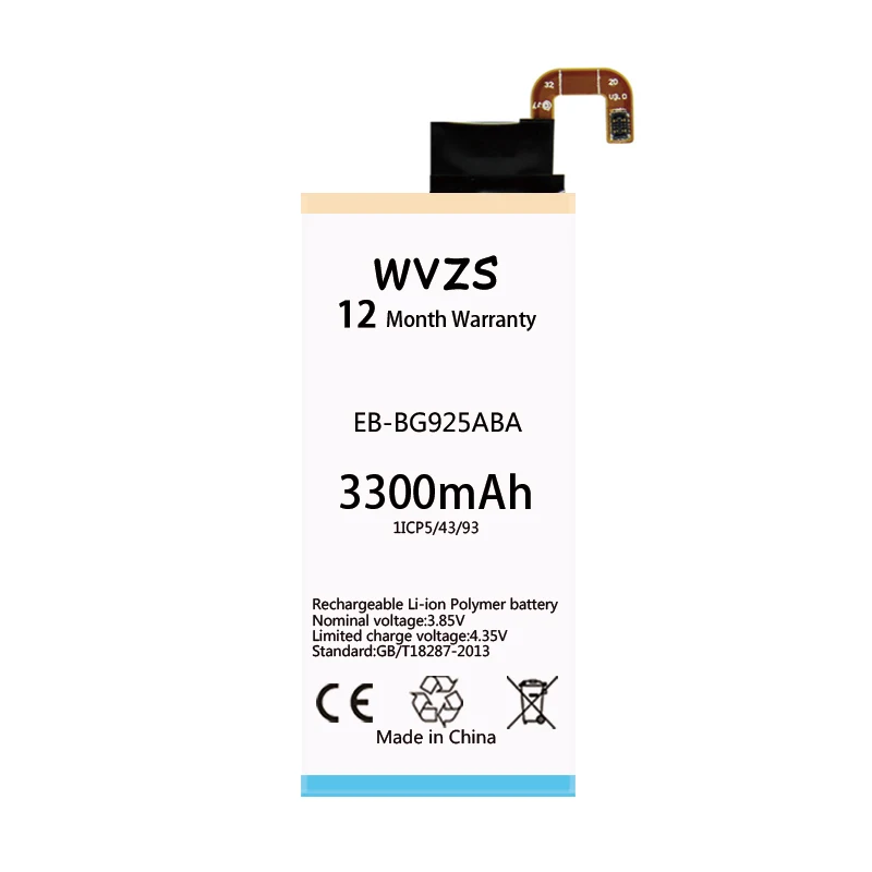 Wvzs 3300 мАч литий-полимерный аккумулятор EB-BG925ABE для samsung GALAXY S6 Edge G9250 G925FQ G925F G925S S6Edge