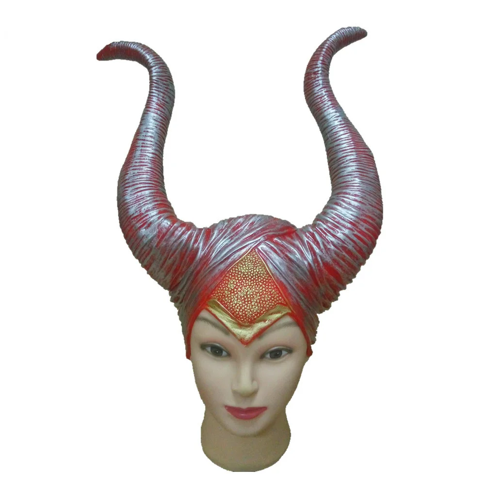G VEVEFHUANG Хэллоуин косплей Maleficent ведьмы рога шляпа головные уборы маска головные уборы шлем Вечерние черные королева Мода из натурального латекса - Цвет: G