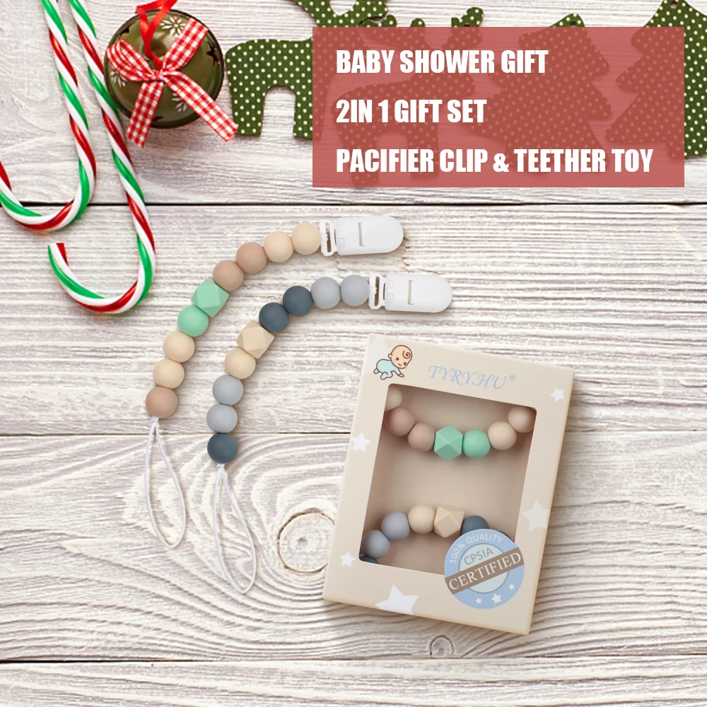 

TYRY.HU Baby Teether pacifier Clip Food Grade Silicone Chewable Teether pacifier Chain and Accessories Free of BPA