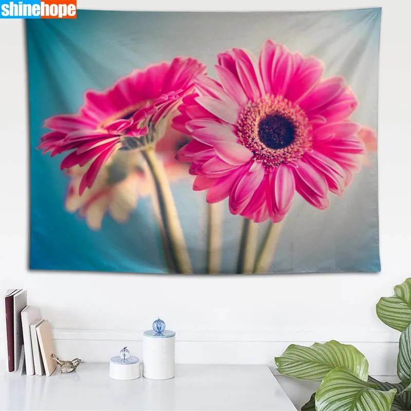 Gerbera цветы на заказ гобелен настенный гобелен Настенное подвесное одеяло спальня фермерский дом Декор богемное украшение дома