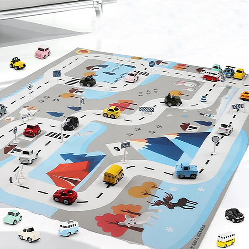 Детская игрушка INS, холст, детский игровой коврик, игровой коврик, 130*100 см, коврик динозавр, мир движения, парковка, животные, игровой коврик, карта