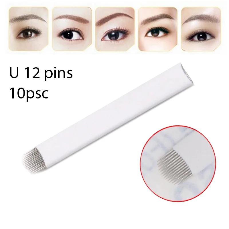 10 шт. 0 18 мм Lamina Tebori Flex Microblading 12 14 16 U форма иглы татуировки для перманентного