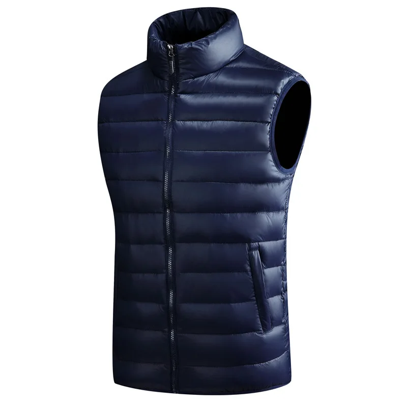 Мужской пуховой жилет однотонная безрукавка на молнии теплая зимняя 2019|warm vest|down