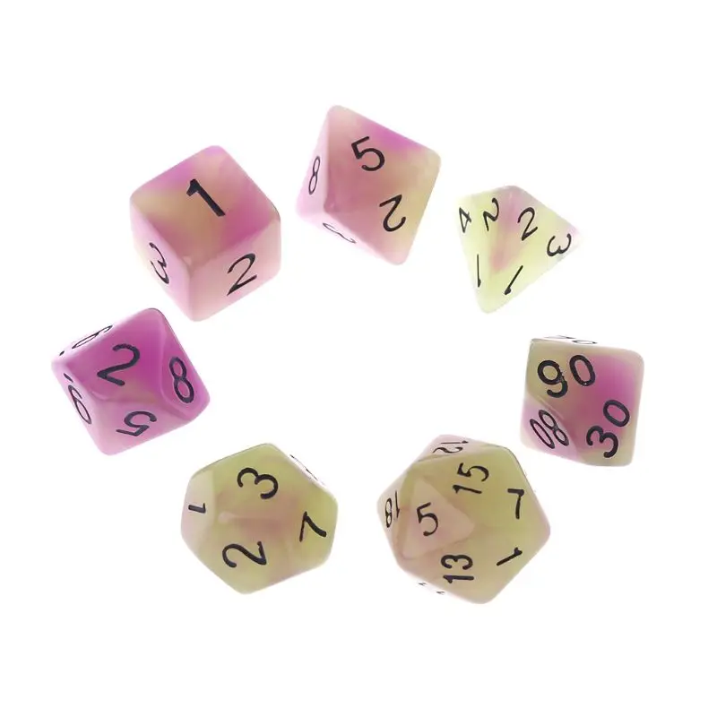 7 штук акриловых костей с люминесцентными черными точками D4 D6 D8 D10 D12 D20 KTV Bar Nightclub Entertainment Tools Adult Toys.