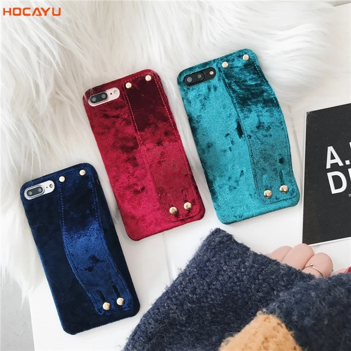 HOCAYU Warm winter fashion velvet phone case for iphone X 8plus 7plus 6plus 6s Case provide wrist strap |