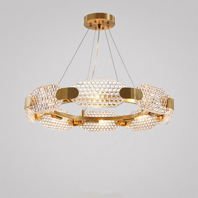 

jmmxiuz Luxury Modern Crystal Chandelier For Living Room Foyer Hanging Gold Fixture Restaurant LED Crystal Chandeliers