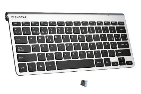 Spanish Silver Black Zienstar ультра тонкая 2,4 ГГц Беспроводная клавиатура для Macbook/PC компьютера/ноутбука/Smart tv с usb-приемником, английский/Fr/Испанский/Ru - Цвет: Spanish Silver Black