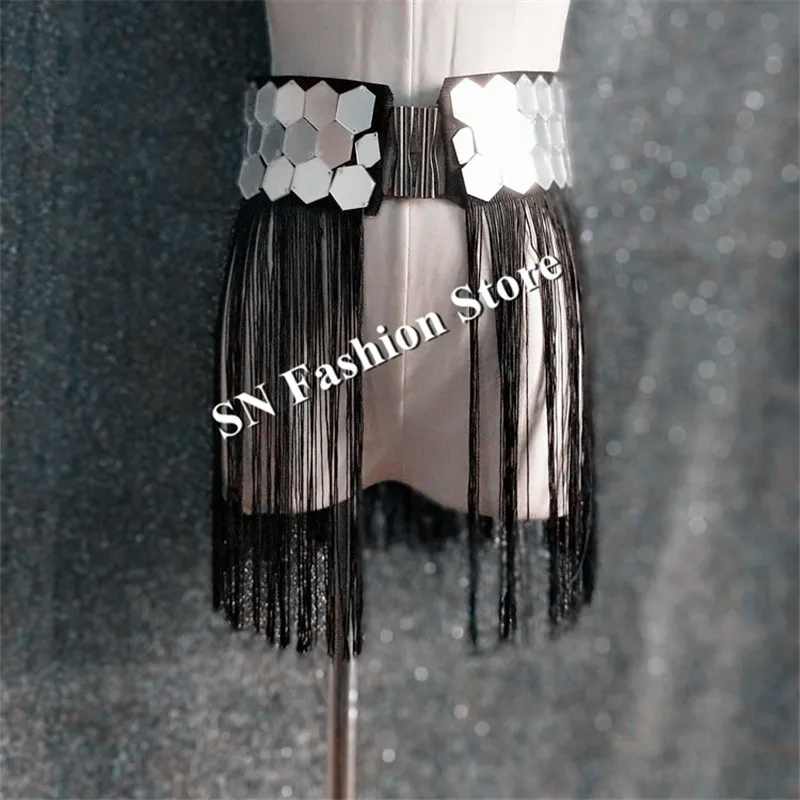 EC17 Ballroom dance silver mirror costumes gold color belt flash stage show wears dresses dj disco bar party waistband | Дом и сад