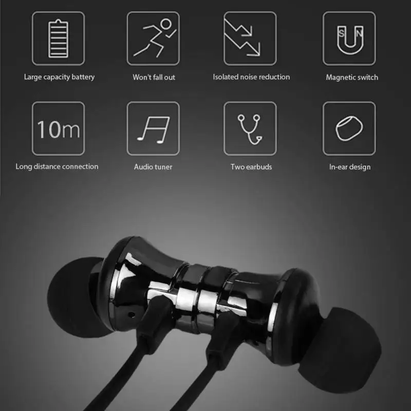 Магнитные удобные музыкальные Bluetooth наушники в ухо Спортивные Беспроводные 4 2