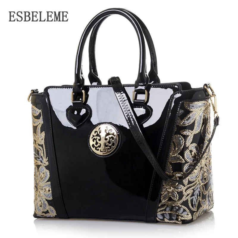 2019 Топ класс Женская PU лакированная кожаная сумка для багажа женщин синий черный