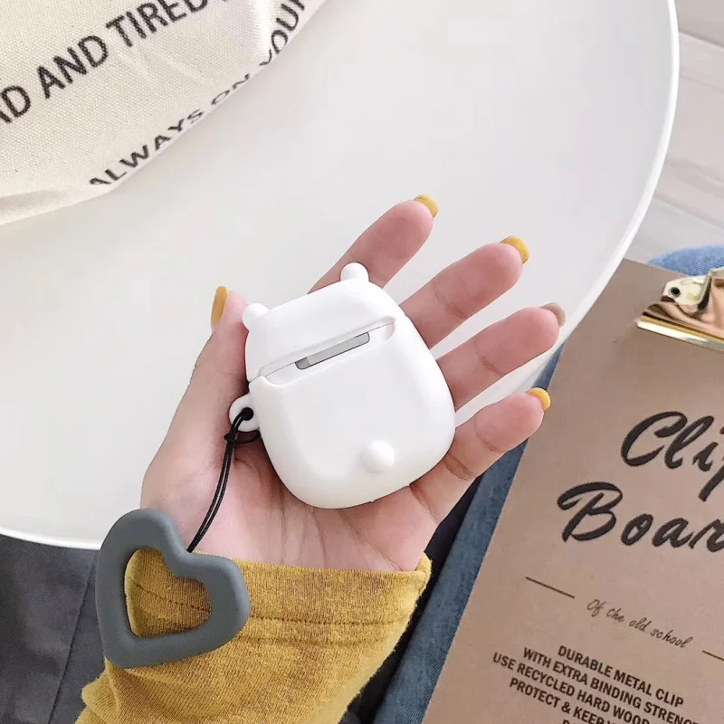 Чехол для AirPods с милым 3D мультяшным медведем, чехол для наушников s для Apple Airpods 2, чехол для наушников Air pods, чехол с кольцом на палец