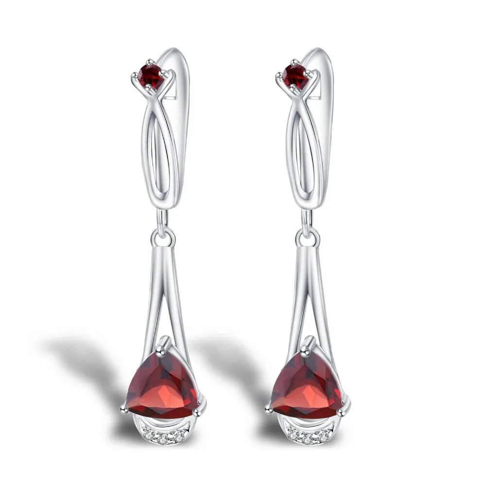 GEM'S балетные 925 пробы Серебряные Серьги с драгоценными камнями 2.71Ct натуральный треугольник Красный Гранат Серьги Висячие романтические ювелирные изделия для женщин