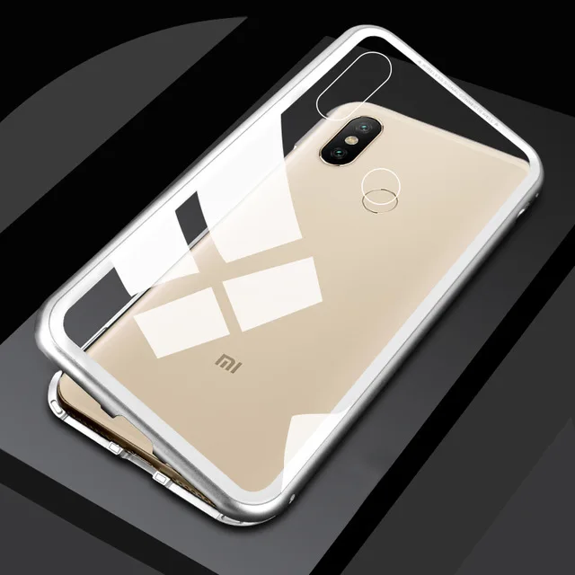 Clear With Silver Магнитный Флип адсорбционный чехол для телефона для Xiao mi Red mi Note 7 6 Pro, задняя крышка из закаленного стекла Xio mi xaomi mi 9 9T mi 9 Pocophone F1 - Цвет: Clear With Silver