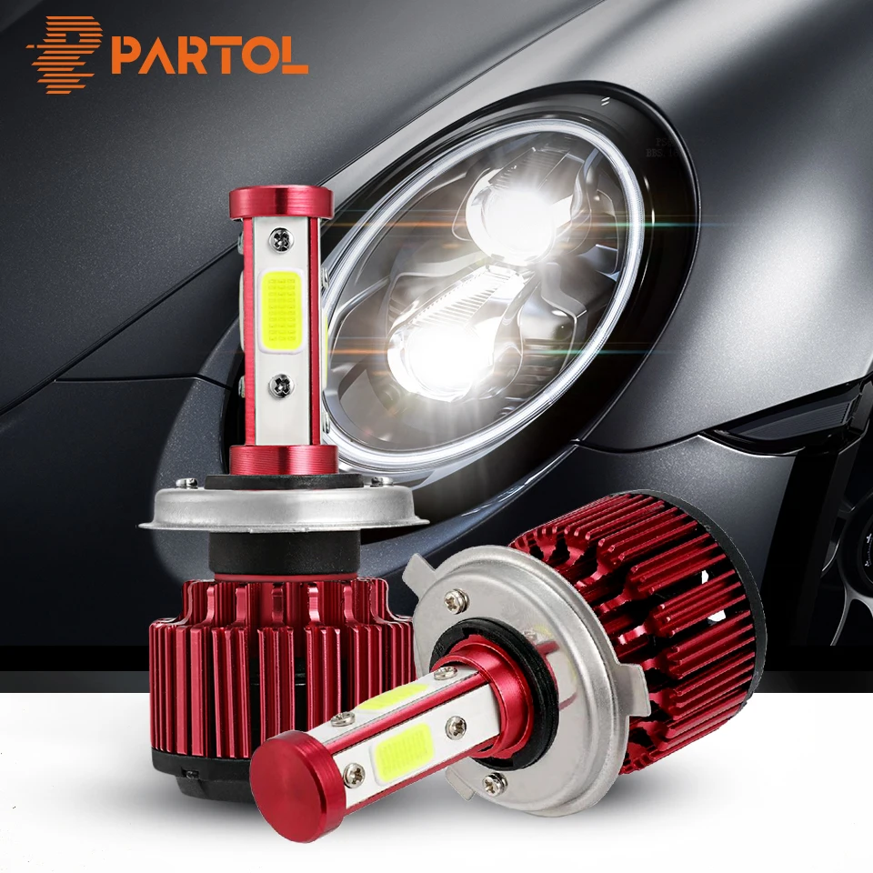 Partol 100 W LED H4 Hi Lo луч H7 H11 9005 9006 Прокат светодиодные лампы фар Противотуманные фары 4