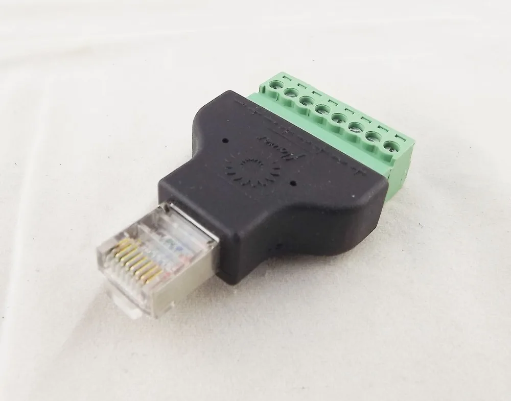 10pcs Ethernet RJ45 Male Plug To AV Screw Terminal 8 Pin Block CCTV Converter Adapter |