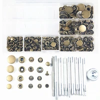 40set metal brass snap fastener press stud buttons poppers leather craft50set 8mm rivets for leather10pcs fixing tools kitbox