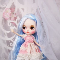 icy dbs blyth doll blue mix white hair with white skin with eyebrow customized face nude joint body bl1366005