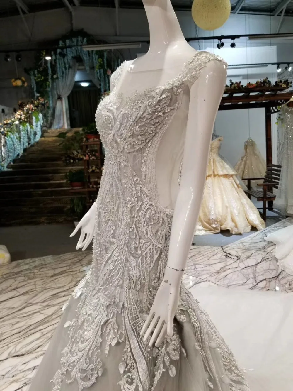 Vestidos De Noiva элегантные серые Свадебные платья без рукавов с круглым вырезом