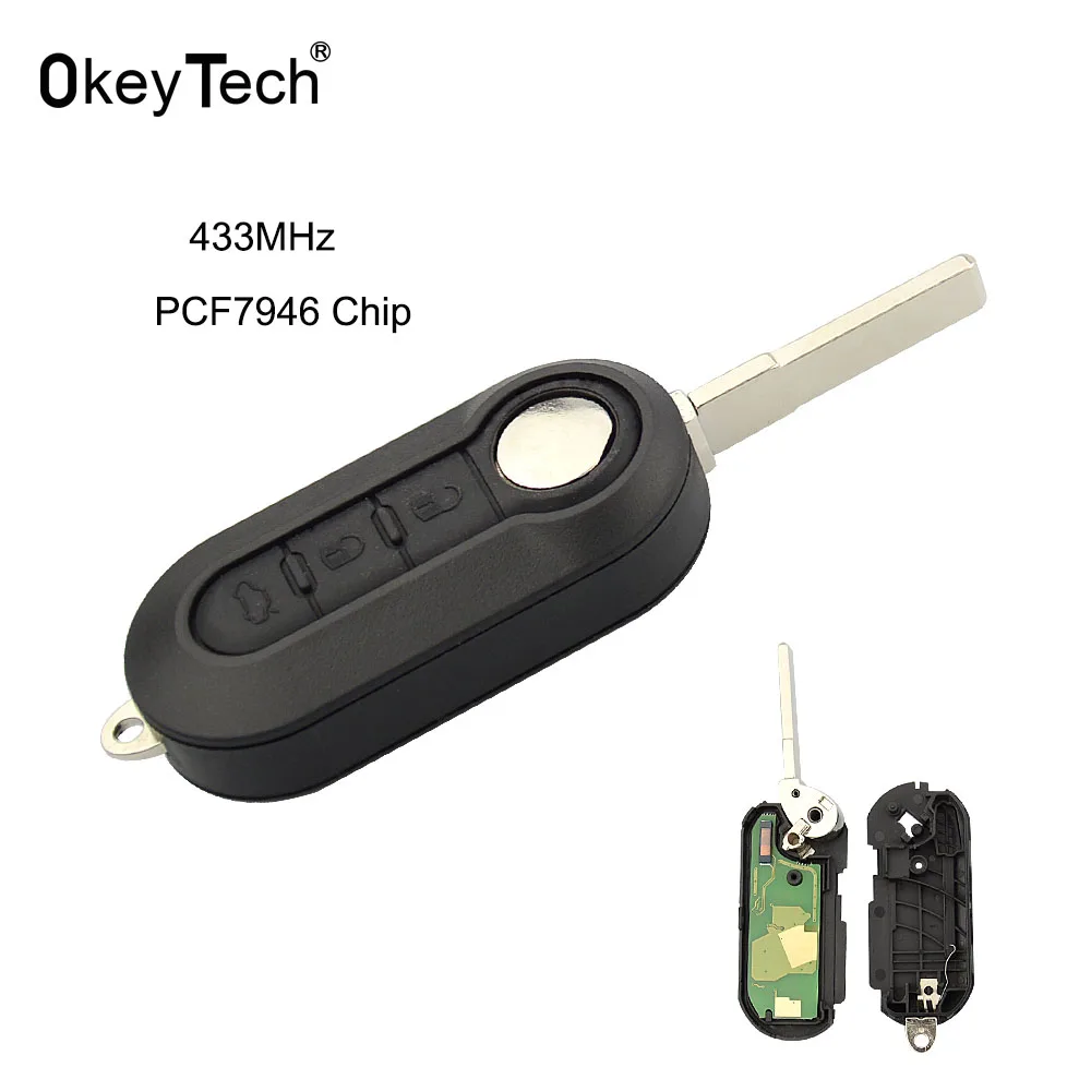OkeyTech 433 МГц PCF7946 электронный чип 3 кнопки флип складной пульт дистанционного