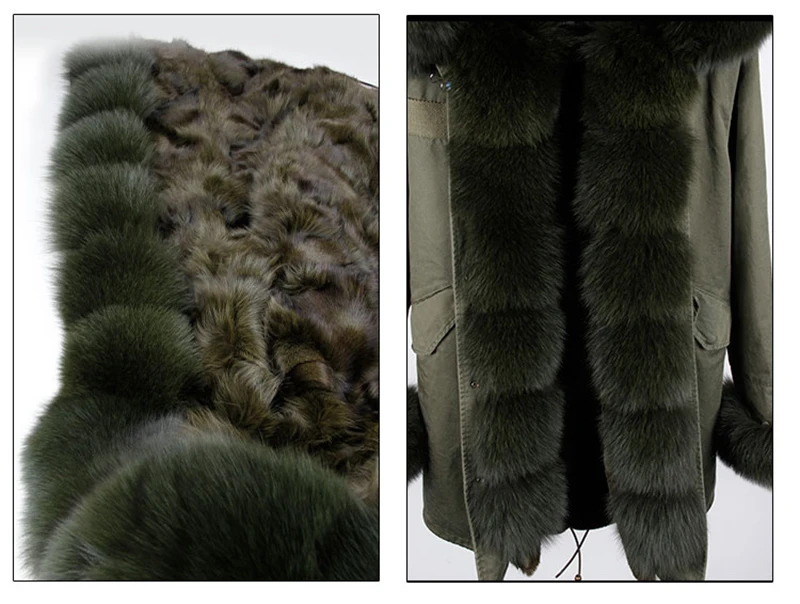 Furlove Women's Luxury Large fox fur Collar Cuff Hooded Coat Detachable Real Fox Fur Liner Parkas Outwear Long Winter Jacket|long winter