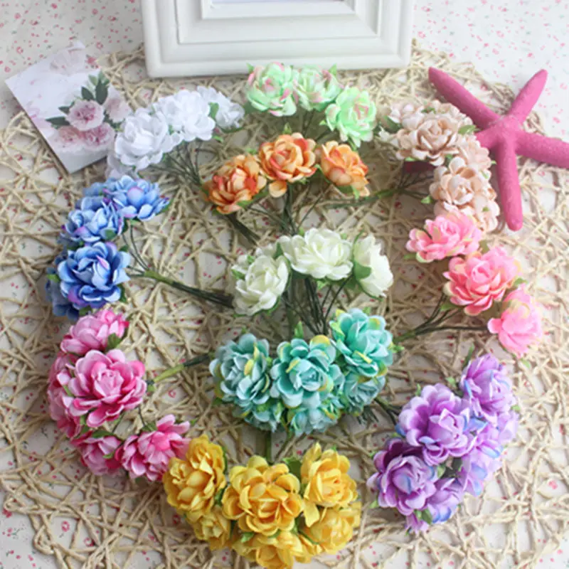 Искусственные Шелковые Розы 6 шт./лот букет для свадьбы украшение дома свадебные