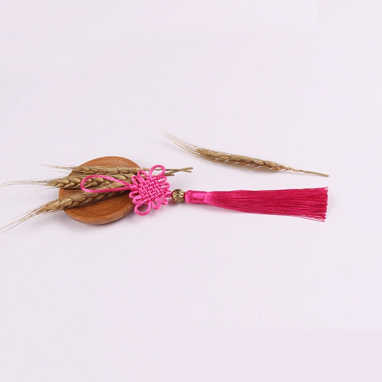 Rose red 10 шт. стиль китайский узел кисточкой DIY ювелирные аксессуары домашний текстильный занавес швейная макраме украшения кулон - Цвет: Rose red