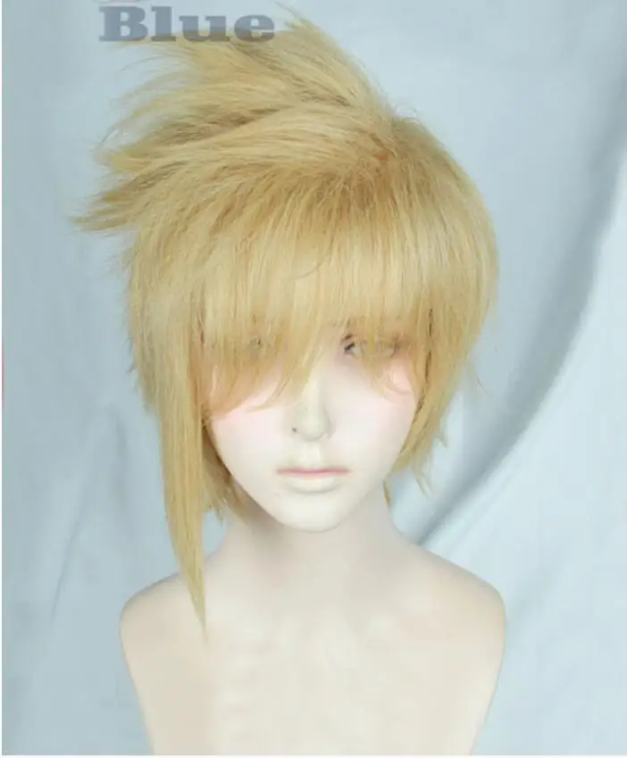 

Anime FF15 Final Fantasy XV Prompto Argentum Cosplay Wigs Short Linen Blonde Heat Resistant Synthetic Hair Wig + Wig Cap