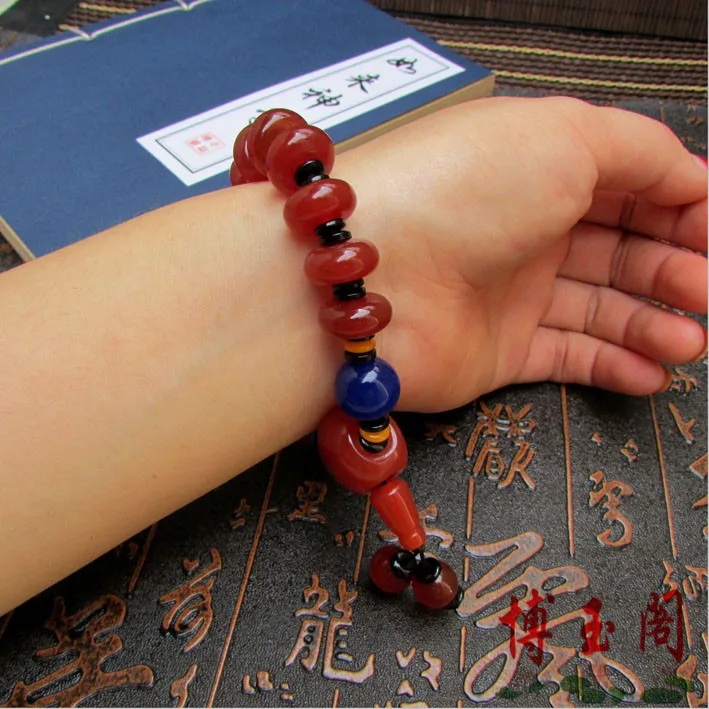 Натуральный красный агат будда четки бусины благородный элегантный браслет нить