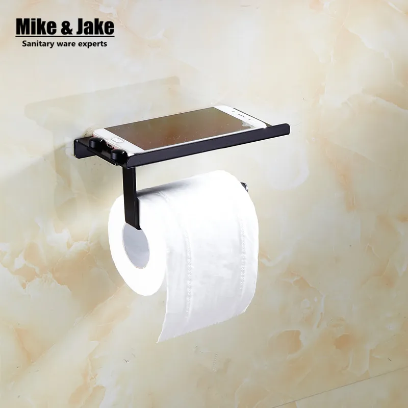 Космический алюминиевый черный бумажный держатель с полкой для телефона ванной