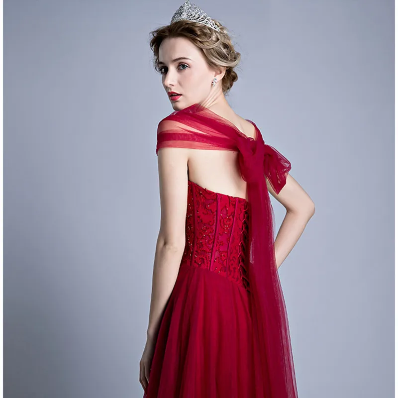 Vestido De Desta новое вино красное свадебное платье Элегантные Длинные Кружева