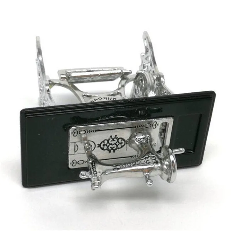 1/12 Dollhouse Miniatures Furniture Vintage Silver Sewing Machine Table Metal | Дом и сад
