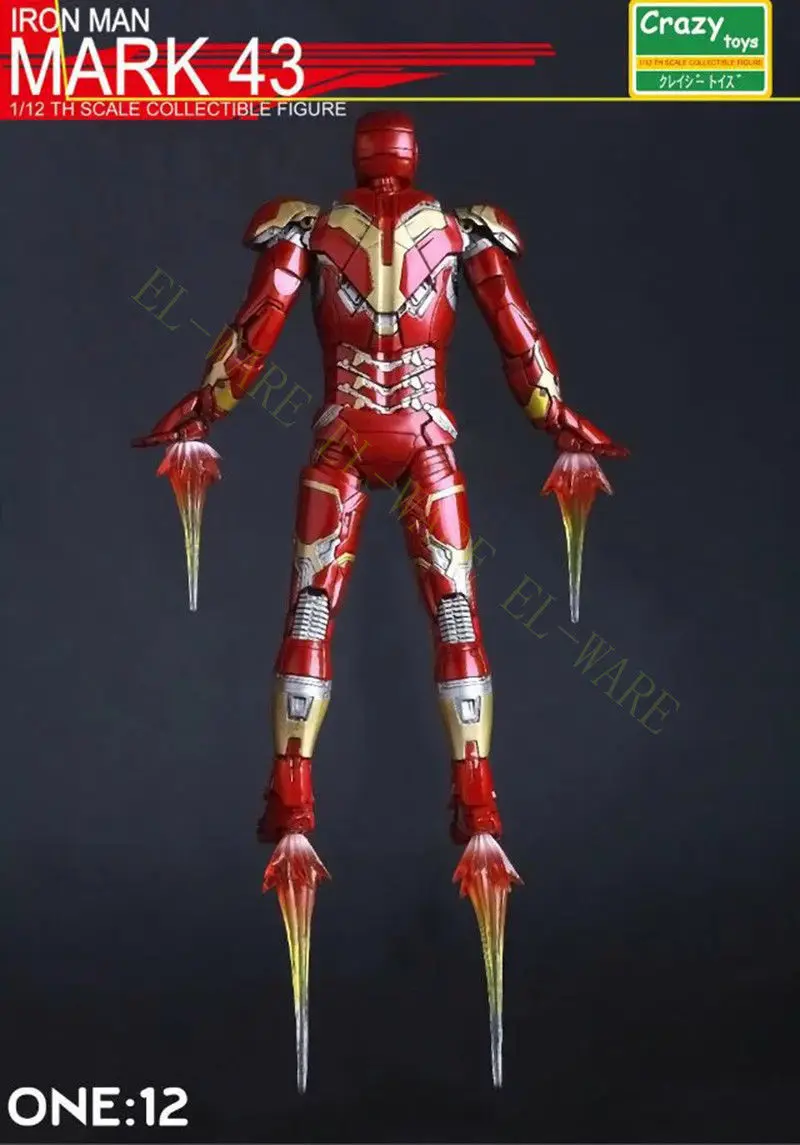 1:12 Crazy Toys Iron Man Tony Stark MK43 6&quot The Avenger Anime Action Figure Model Collection Toy Gift With Original Box | Игрушки и