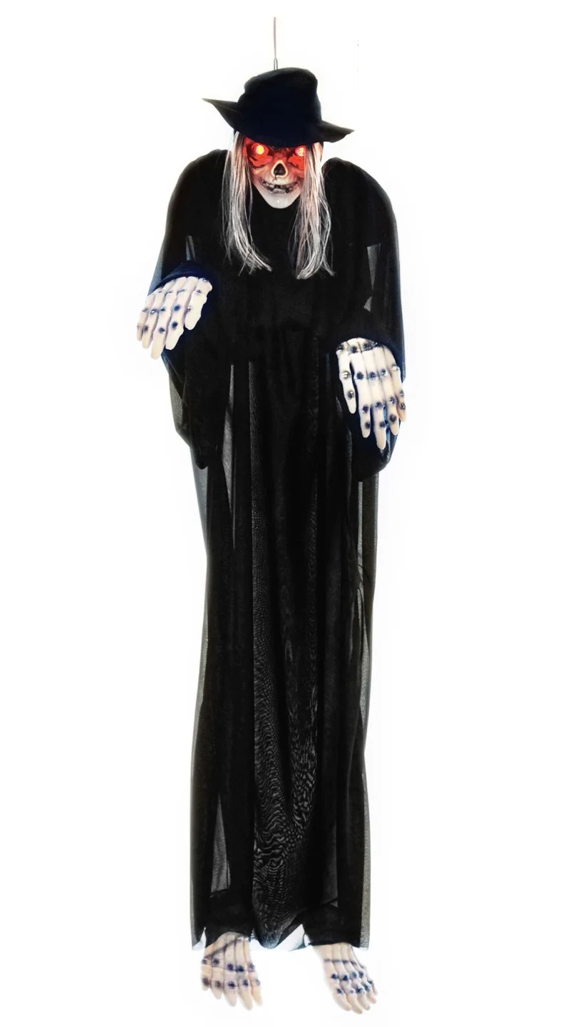 1Piece Light Up Skull Halloween Skeleton/63inch Grim Reaper Sound Activated Hanging Ghosts | Дом и сад