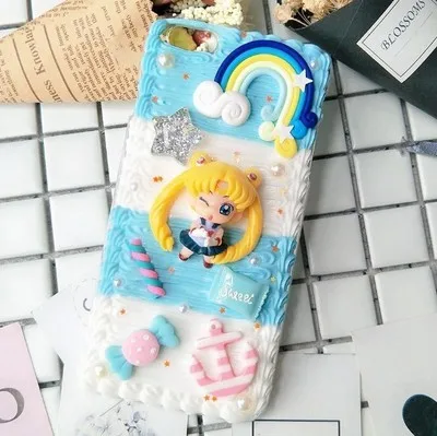 Sailor Moon Blue L 3D чехол ручной работы для samsung S10 plus S9/S8+ кремовый Сейлор Мун чехол для телефона «сделай сам» Galaxy Note 8/9 заказной крем конфетный подарок для девочки - Цвет: Sailor Moon Blue L