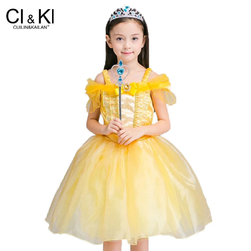 CuilinKailan dress Cosplay Costume Custom Kids Princess Sequined Cotton Baby Girls Vestidos Children christmas moana elsa | Детская