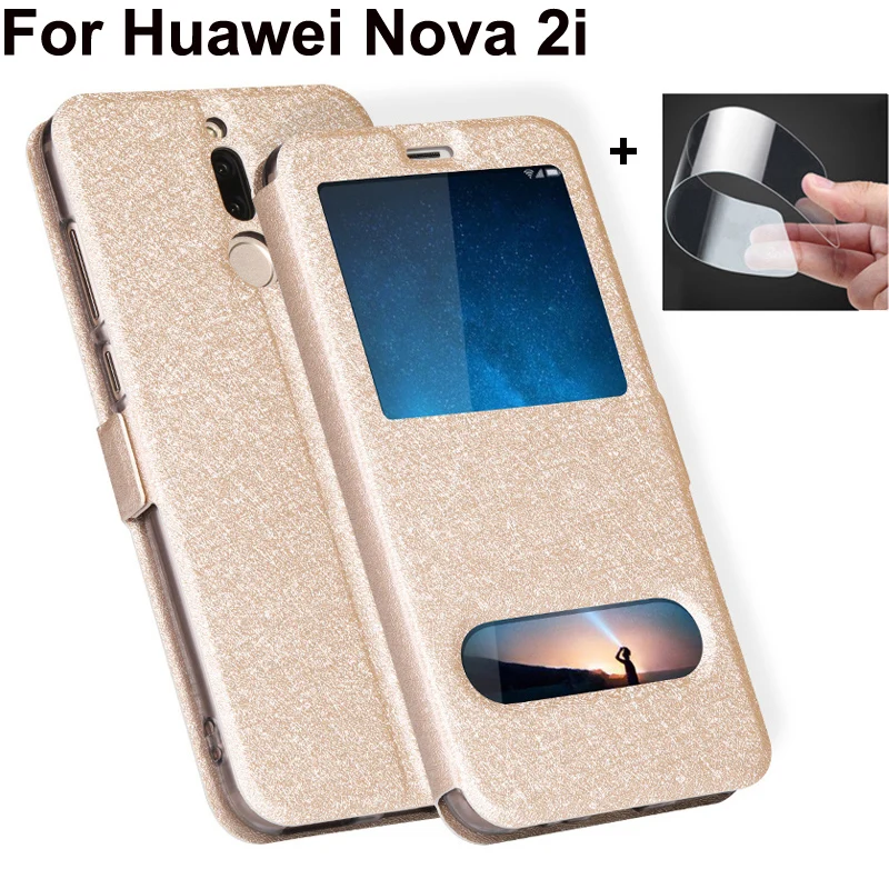 

Чехол с открытым окошком 5,9 дюйма для Huawei Nova 2i, Роскошный чехол из искусственной кожи, флип-чехол для Huawei Nova2i, оболочка Nova 2 i, оболочка, чехлы