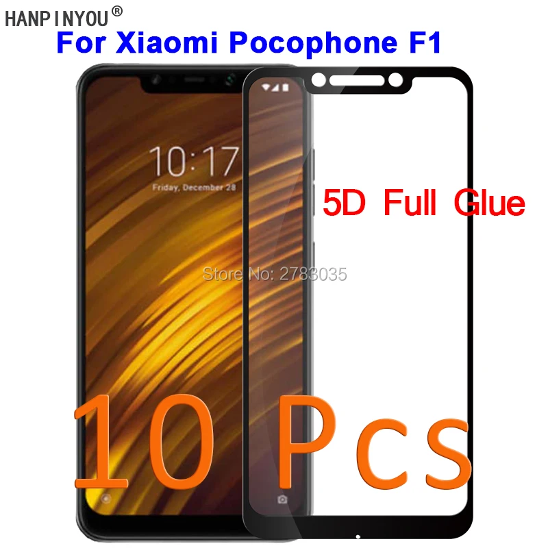 10 шт./лот для Xiaomi Pocophone F1 / Poco 6 18 дюйма 5D полное клеевое Покрытие Закаленное стекло
