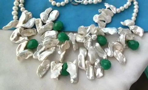 Белый овальный и перламутровый зеленый граненый Капельное