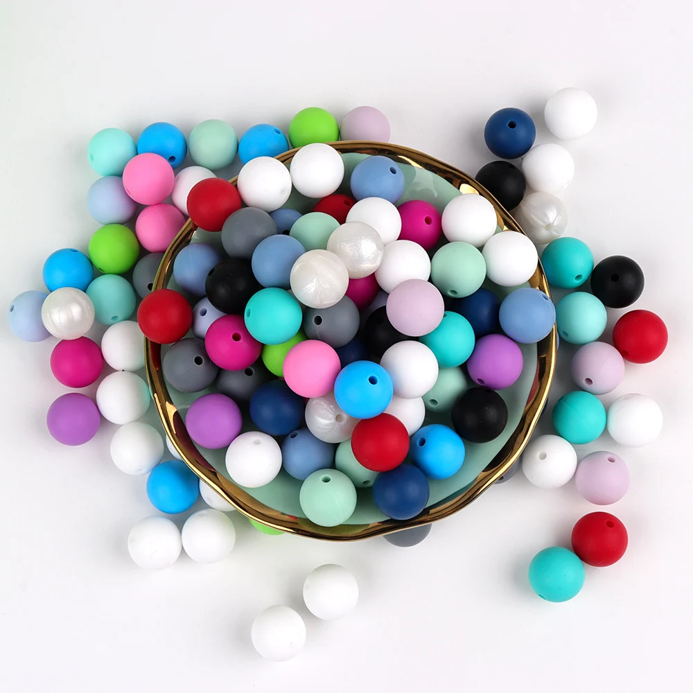 

Бусины для изготовления детских украшений TYRY.HU, 500 шт., круглые силиконовые бусы, пищевые, Жевательная для прорезывания зубов, для самостоятельного изготовления ожерелья