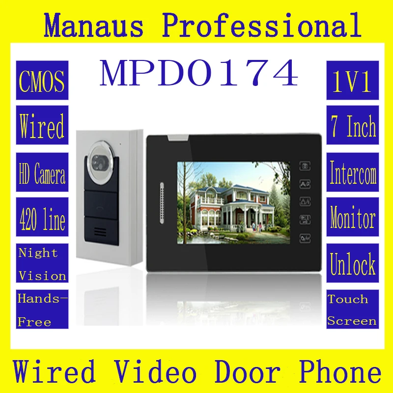 

Hot Selling Smart Home 7" LCD Screen Video Intercom Phone ,Handfree intercom 1V1 Video Doorphone Kit Configuration D174C
